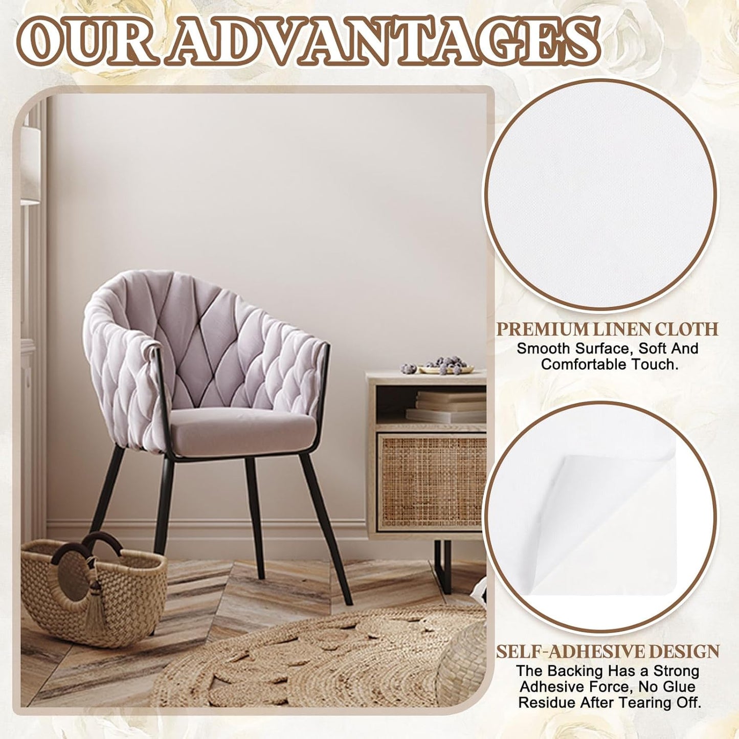 PATIKIL Linen Repair Patch, 8 x 11 Inch Self-Adhesive Linen Fabric Repair Patches for Sofa Couch Clothes Handbag Tents Car Seats Furniture, White