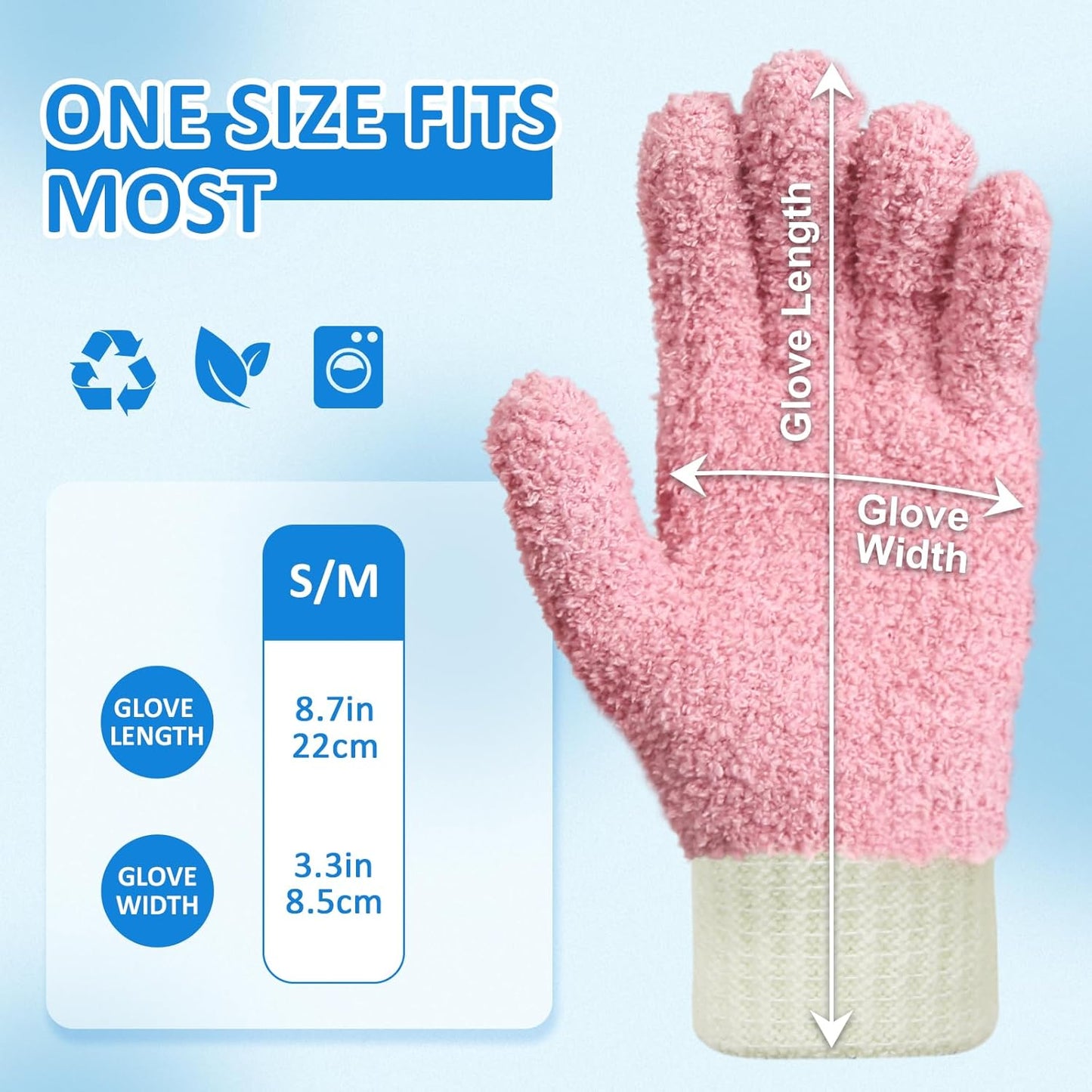MIG4U Microfiber Dusting Gloves House Cleaning Glove for Blinds, Windows, Shutters, Furniture, and Car, Reusable Lint-Free Pink 2 Pairs S/M