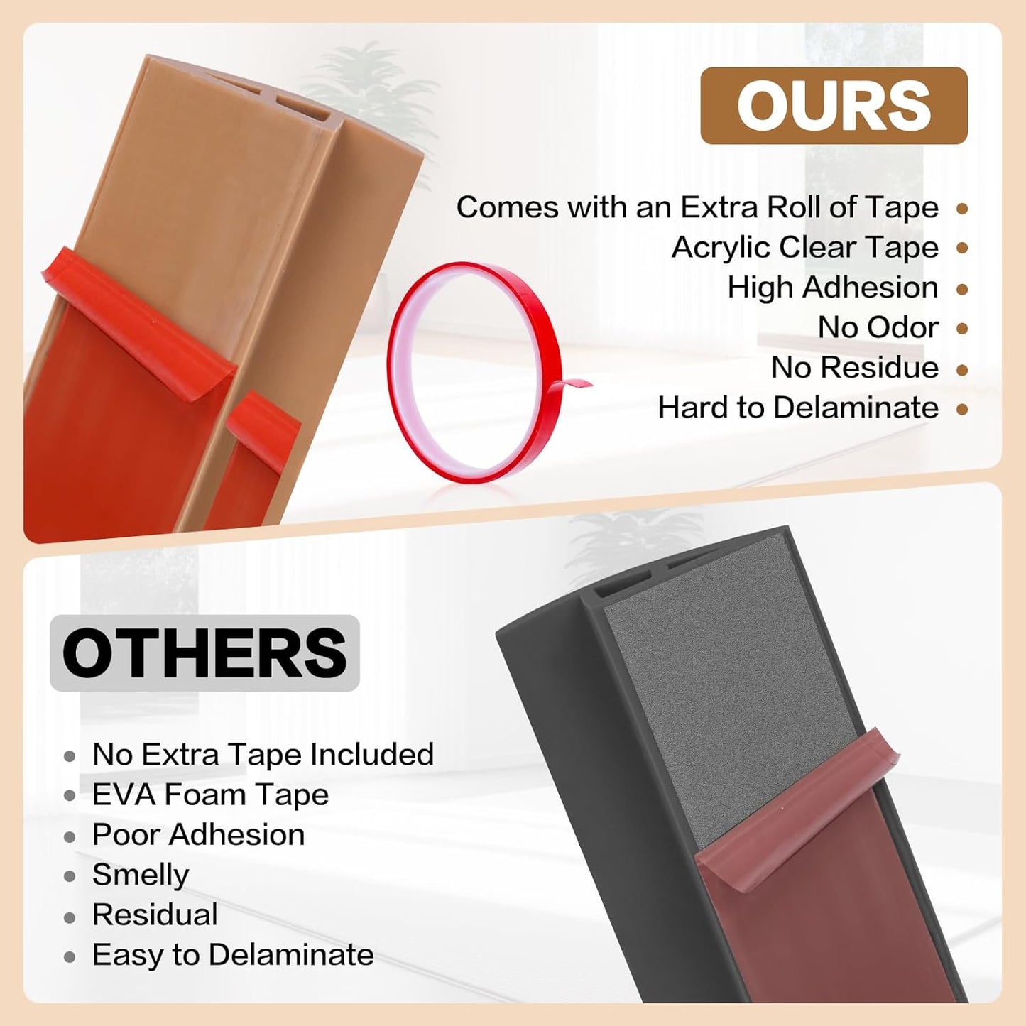 Floor Transition Strip Vinyl Door Threshold Ramp Self Adhesive Carpet Edging Strip Doorway Edge Trim, Overlap Edge Reducer for Laminate Carpet, Floor, Tile (Orange Oak, 3/5" to 4/5", 3.3Ft)