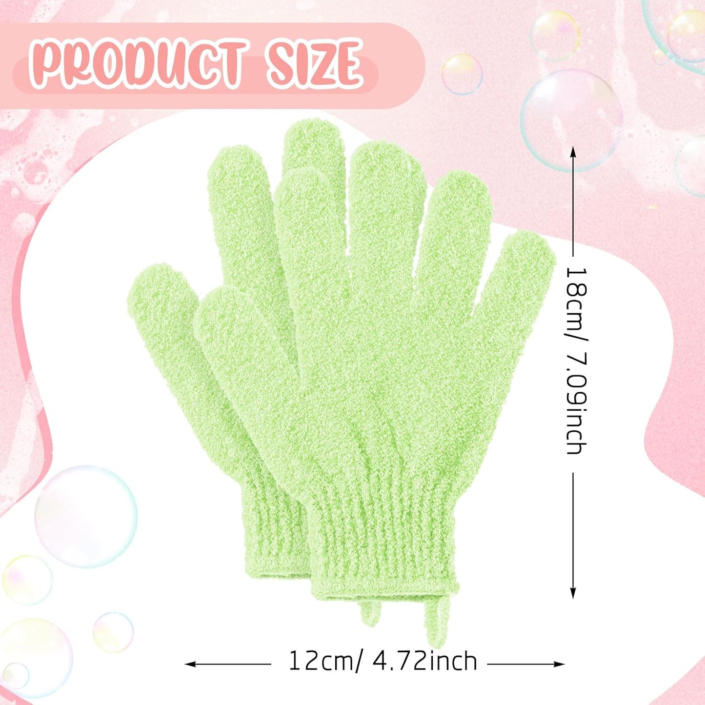 104 Pcs Exfoliating Glove Bulk Shower Gloves with Hanging Loop Exfoliating Body Scrubber Dead Skin Remover for Body Bath Beauty Spa Massage Scrubs Men Women Bathing (Green)