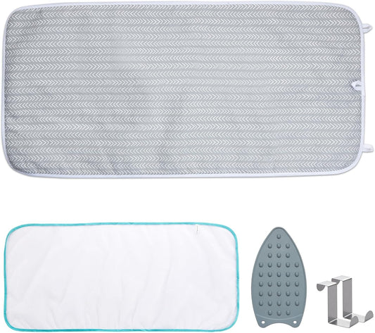 Seiritex Ironing Mat, Portable Ironing Pad 39.4 x 18.9 inch Table Top Iron Board 5 in 1 Travel Iron Blanket for Washer, Dryer, Counter top, Grey Arrow