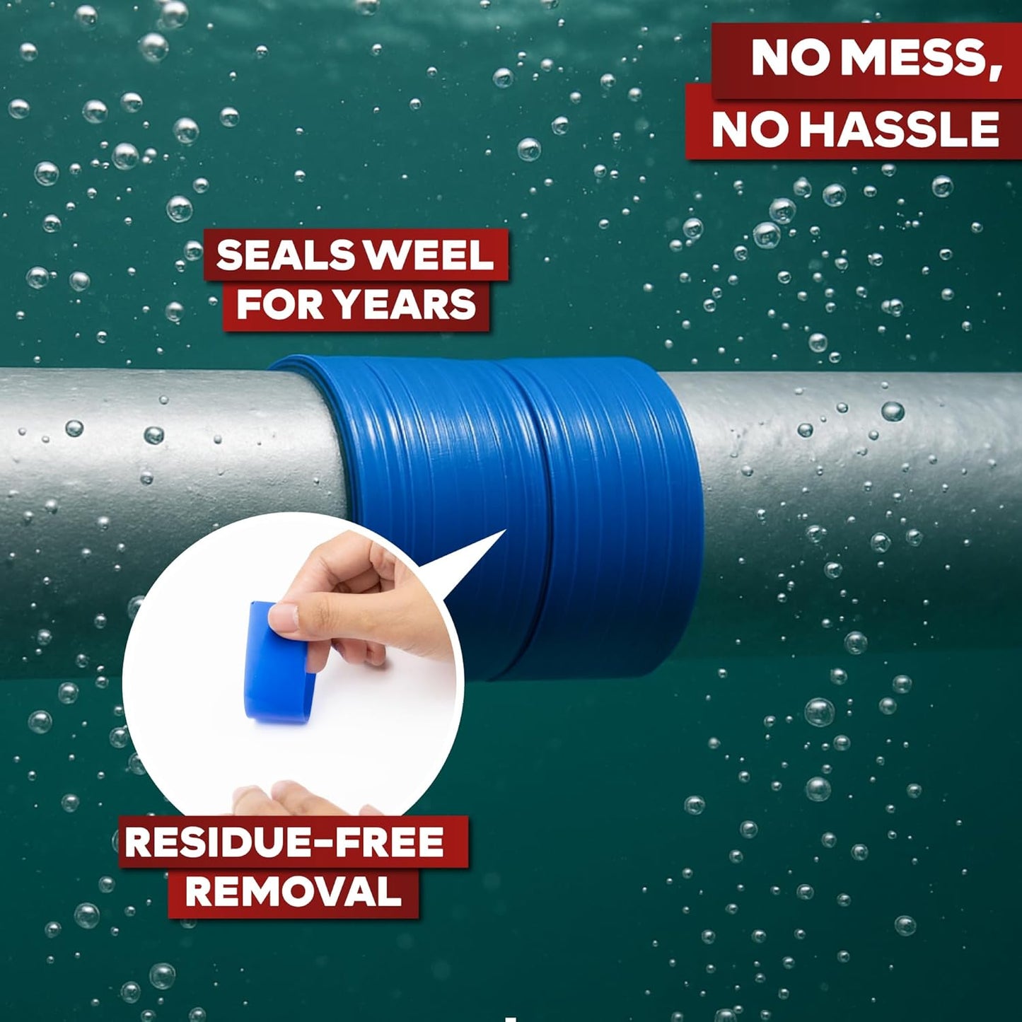 XFasten Self Fusing Silicone Tape Waterproof – 1" x 36 Feet Blue, Self Amalgamating Tape, Silicone Rubber for Plumbing, Sealing Pipes, Hose Repair, Outdoor Coax and Electrical Cables – Weatherproof