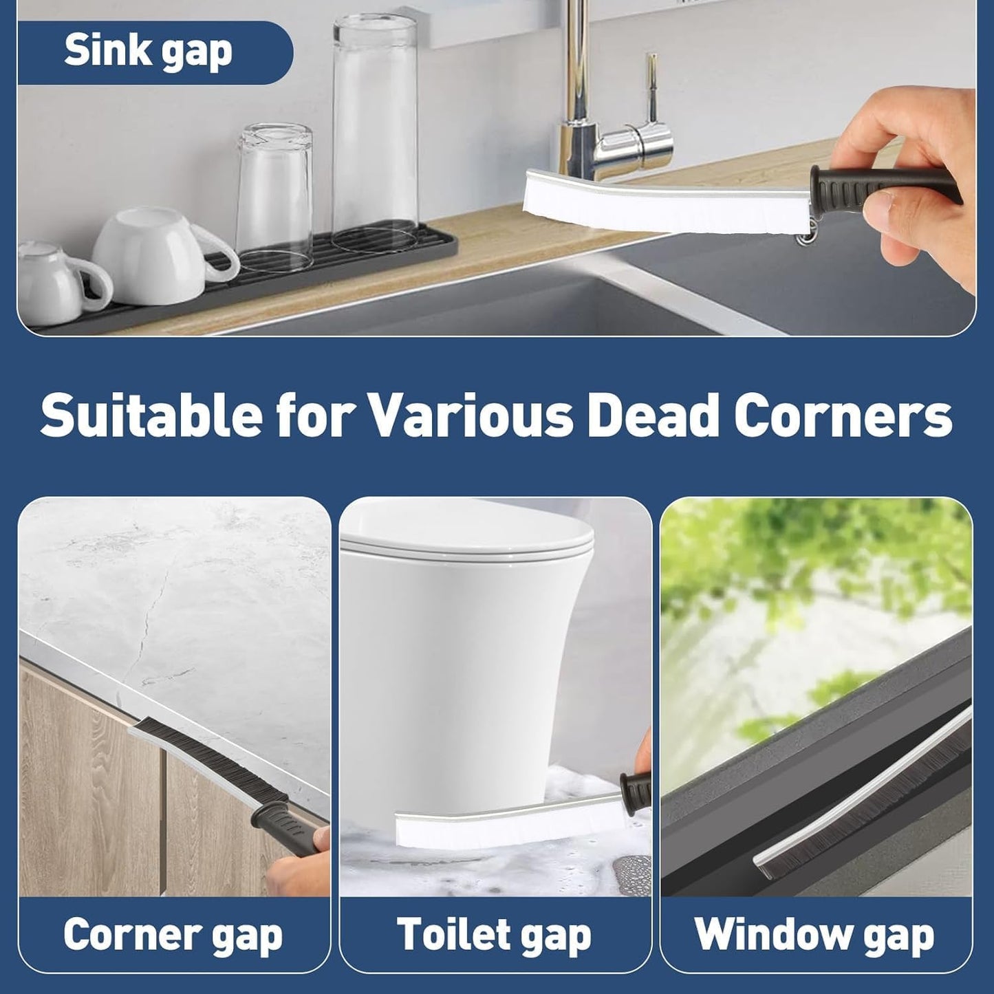 Crevice Cleaning Brush Set, 6 Pack Gap Cleaning Brushes for Bathroom, Kitchen, Window Track, Hard Bristle Grout Cleaner Tool for Deep Crevice and Narrow Space Cleaning