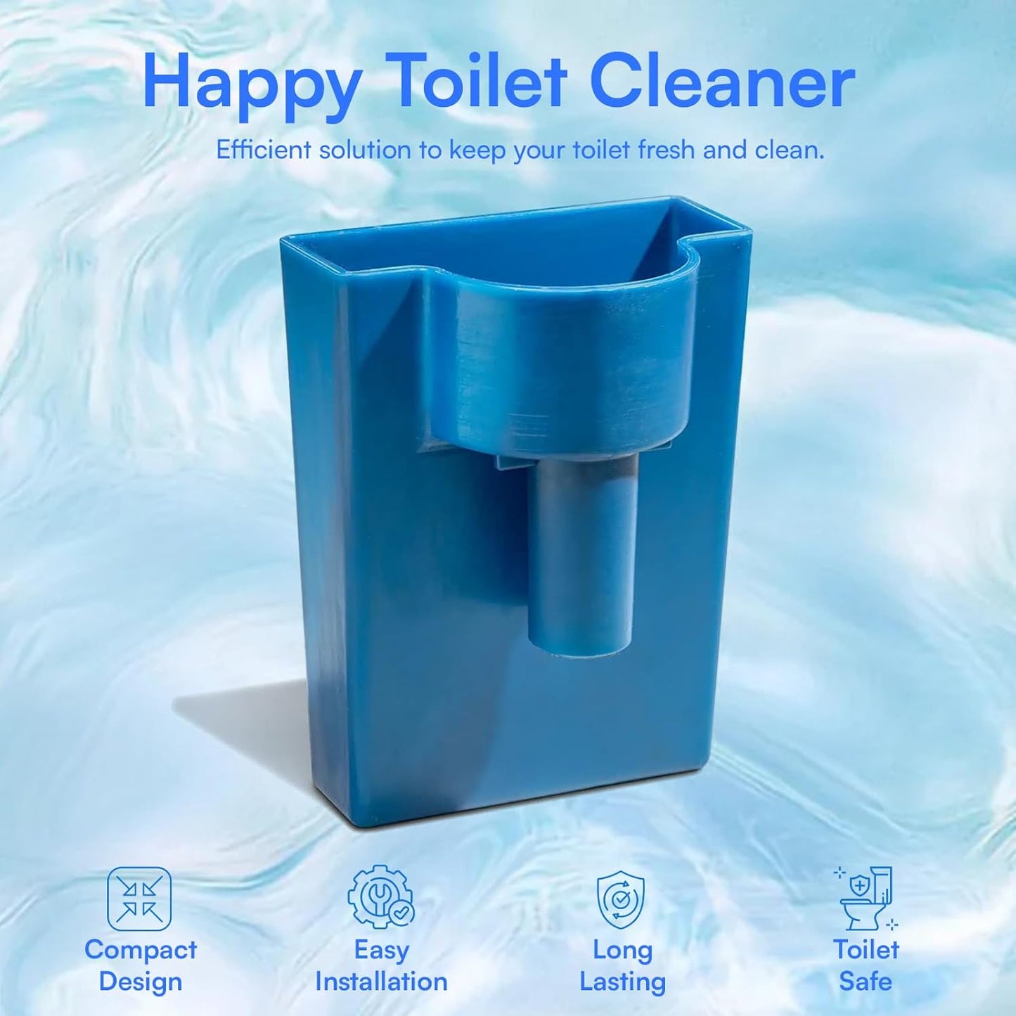 Happy Toilet Cleaner – Self-Cleaning Toilet System | Easy Install Toilet Tablet Holder for a Deep Clean with Every Flush | Made in the USA