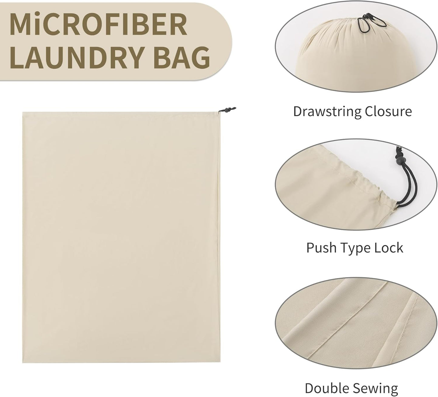 ZPECC Travel Laundry Bag 24 Pack,Bulk Extra Large Heavy Duty Bags, Durable Dirty Clothes Organizer With Drawstring, Fit a Basket or Hamper (40" X 30",Khaki)