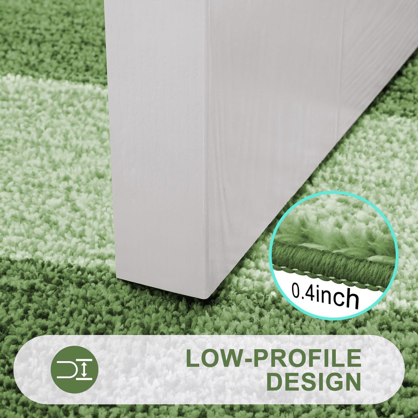 Kitinjoy Indoor Outdoor Door Mat, 47x20 Non-Slip Absorbent Dirt Trapper, Low-Profile Washable Inside Entrance Front Floor Mat, Sturdy Soft Entry Doormats for Entryway, Green