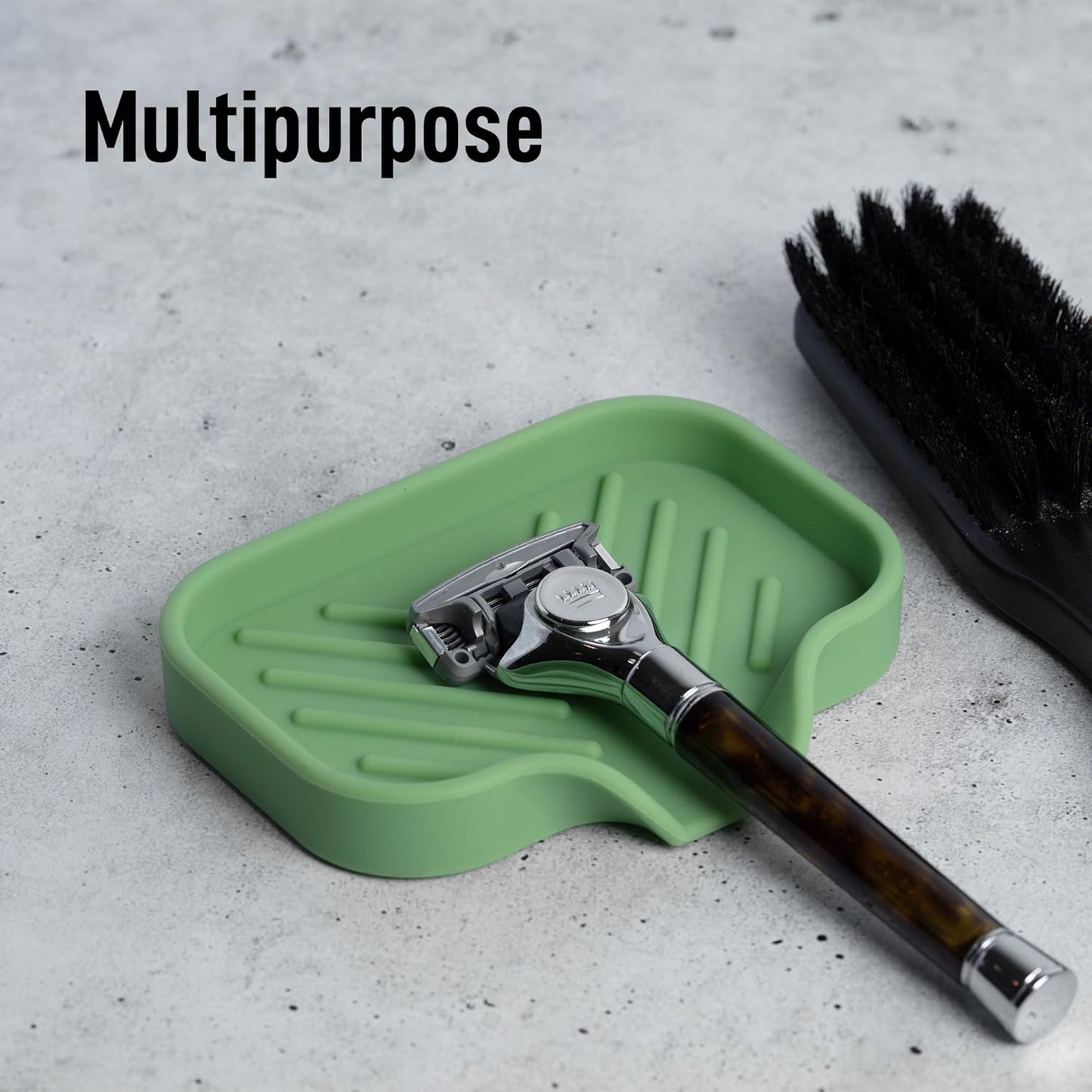 Zulay Kitchen Small Silicone Sponge Holder (4.9x3.3”) – Space-Saving Sink Organizer Tray for Sponge, Soap, Brush & More – Compact Non-Slip Dish for Kitchen & Bathroom (Jade Green)