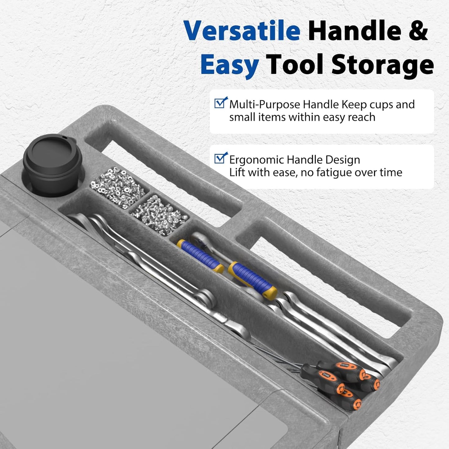 Heavy Duty Flat Top Utility Cart with Wheels 2-Tier Utility Plastic Service Work Cart for Shop, Garage, Warehouse, Maintenance 550 lbs