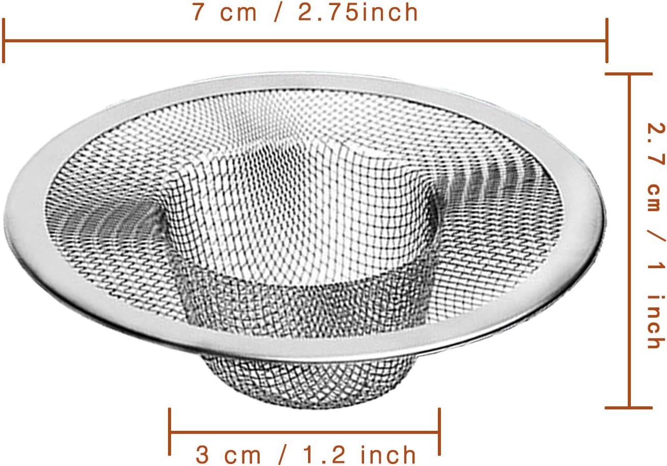 50pcs Heavy Duty Stainless Steel Slop Basket Filter Trap, 2.75" Top / 1" Mesh Metal Sink Strainer,Perfect for Kitchen Sink/Bathroom Bathtub Wash Basin Floor Drain Balcony Drain Hole,Utility…