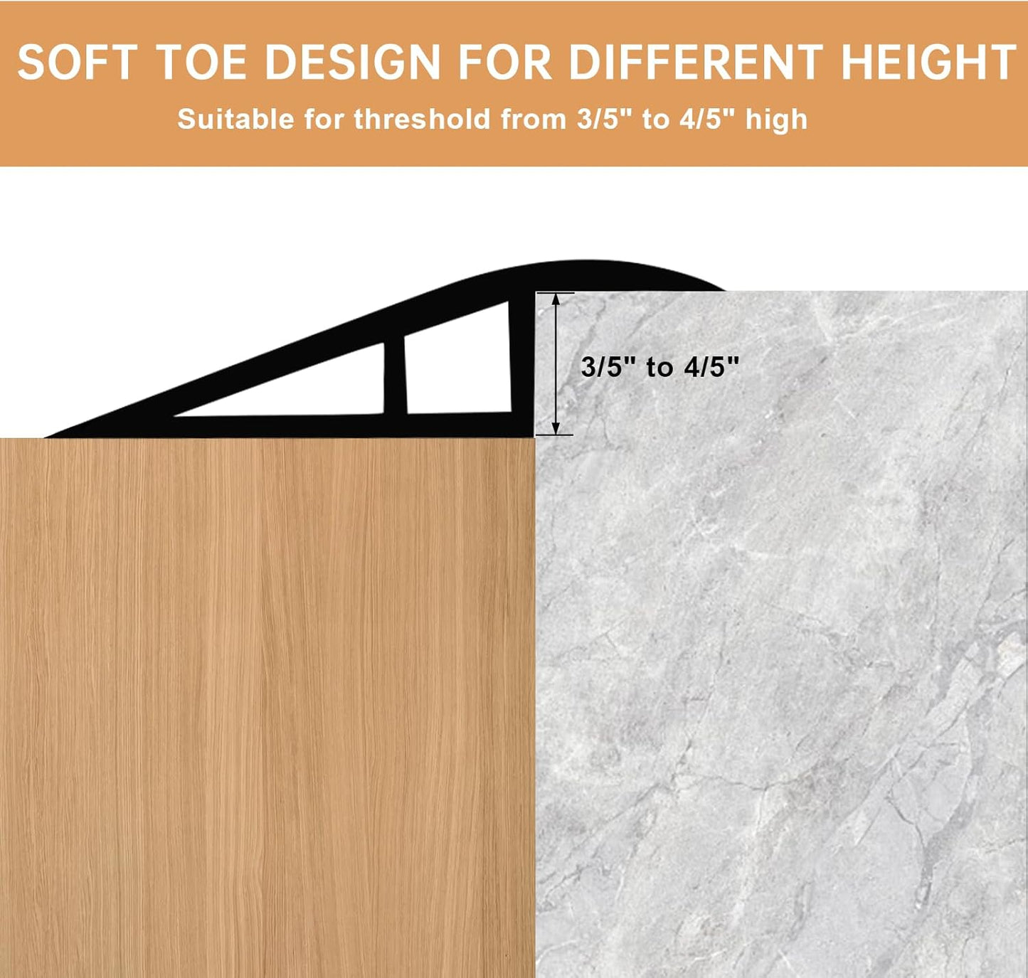 Vinyl Door Threshold Flooring Transition Strip Self Adhesive Carpet Edging Strip for Laminate Doorway Edge Threshold from 3/5" to 4/5" (Grayish Brown Wood Grain, 10 Ft)