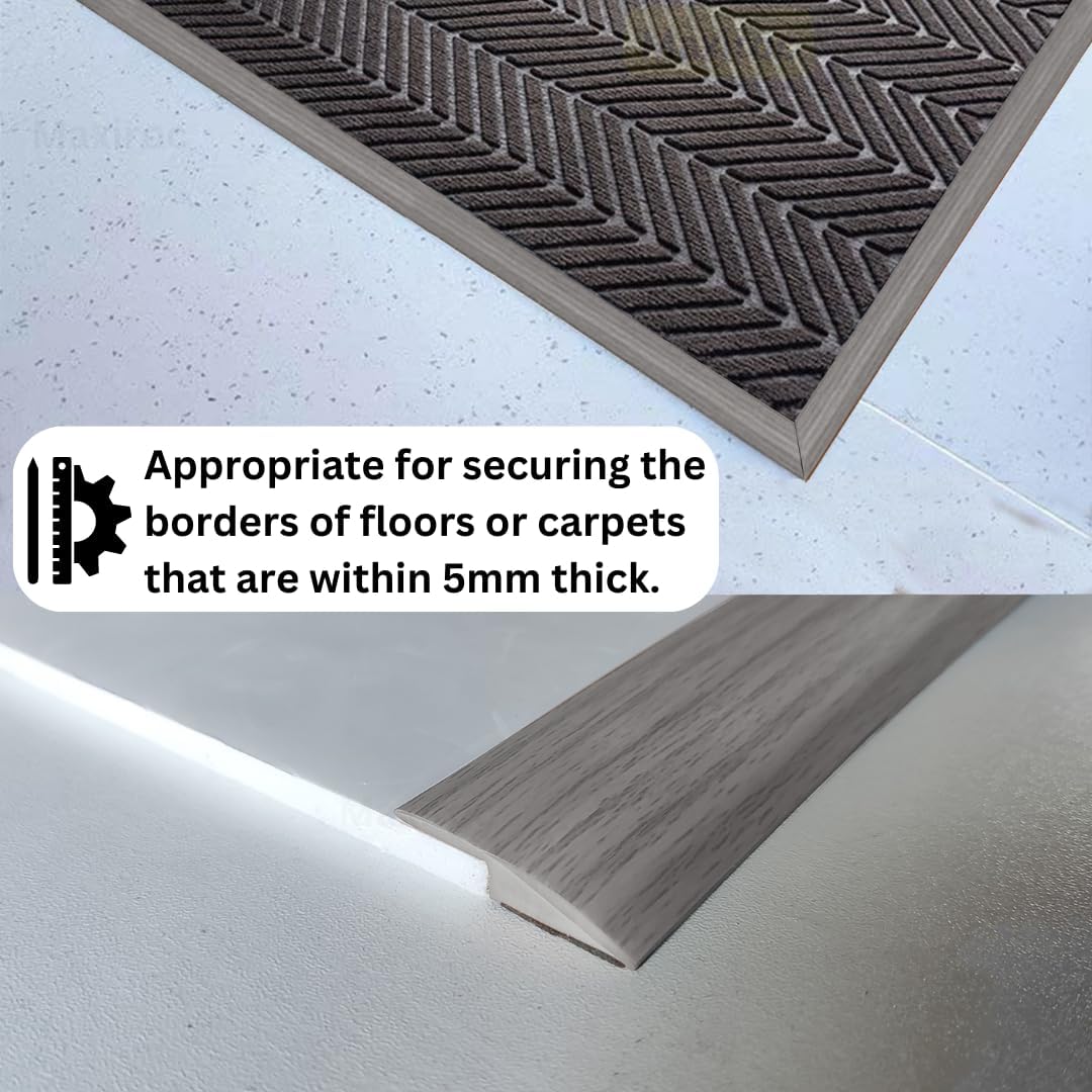 Floor Transition Strip Self Adhesive Carpet Wood Tile Vinyl Flooring Laminate Transition Cover Edge Trim Gap Doorway Threshold for Uneven Floors Heights Within 5 mm (120 inches, Gray Forest)