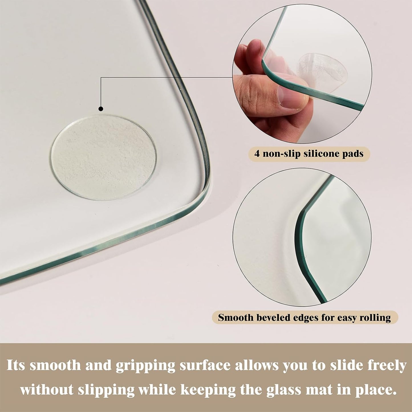 Koonmi Tempered Glass Chair Mat for Hardwood Floors & Carpets, 48" x 80“ Transparent Heavy Duty Office Floor Protector with Noise-Free Gliding Shatterproof for Home Office Desk