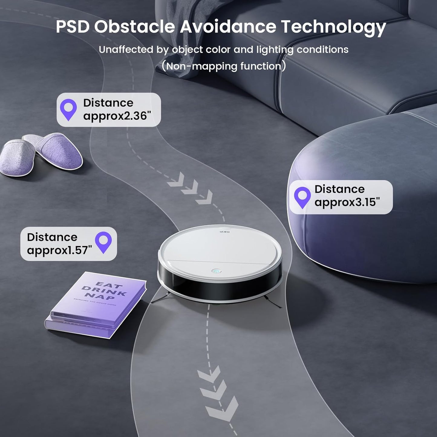 OKP K5 Pro Robot Vacuum and Mop, 3 in 1 Mopping Robotic Vacuum with 5000Pa Suction Power, 180 Mins Runtime, Quiet Design, Wi-Fi/APP/Alexa/Remote Control, Good for Hard Floors and Pet Hair Pick Up