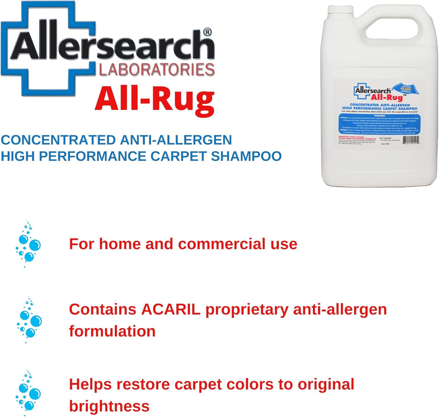 Allersearch All-Rug Anti-Allergen Concentrated Carpet Shampoo 1 Gallon (128 Oz)