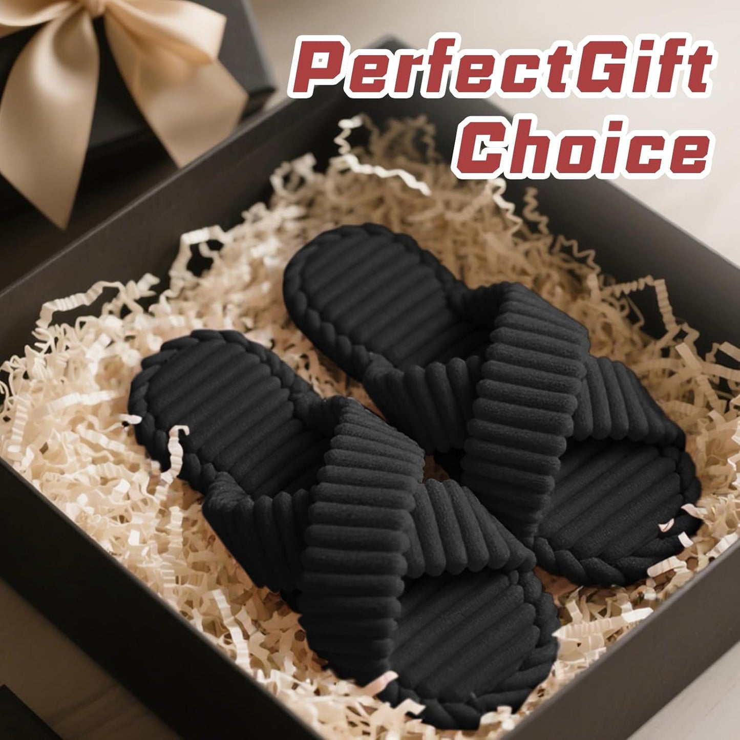 ZOORON Women's Cozy Slippers Crossbands & Durable Foam - Soft Plush Lined Non-Slip Indoor Outdoor Open Toe Shoes Trendy Gift