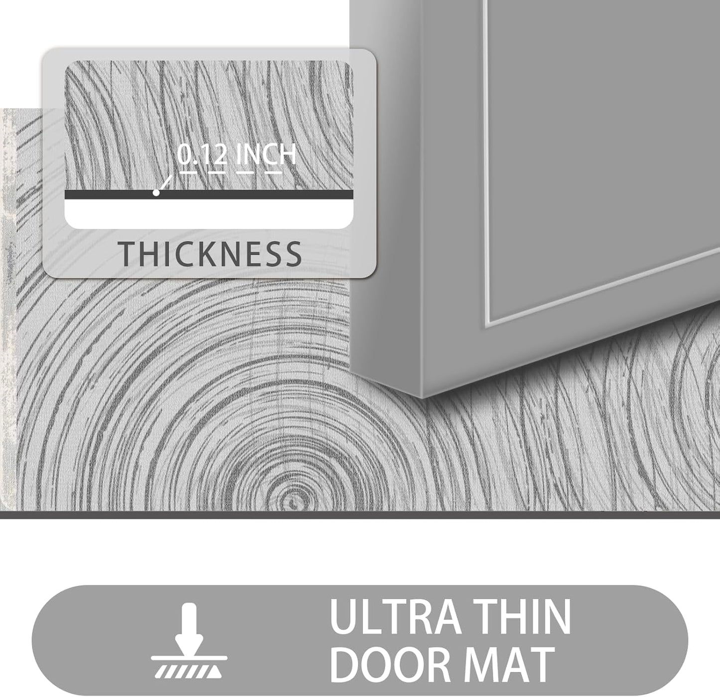 Ultra Thin Door Mat Indoor Entrance, 1/10 in Thin Door Mats for Inside Entry, Non-Slip Rubber Backing Washable Doormat, Fade Resistant, Absorbent, Low Profile Dirt Trapper, 30"X17"