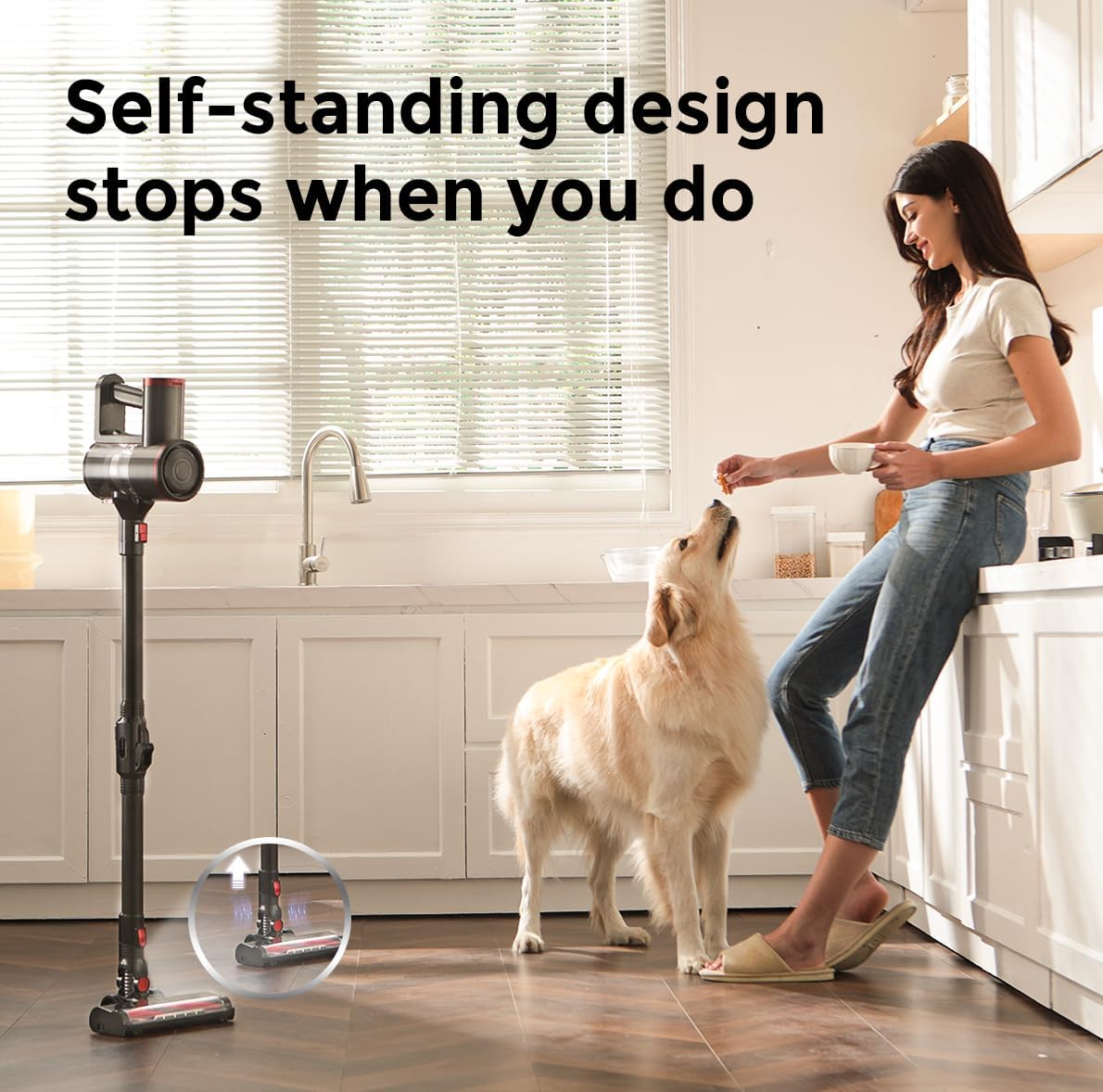 Cordless Vacuum Cleaner with Back-Saving&Self-Standing,Upright Vacuum Cleaners for Home,Anti-Tangle,Powerful Suction,Stick Vacuum Cordless Rechargeable for Hard Floors,Carpets,Pet Hair,Car