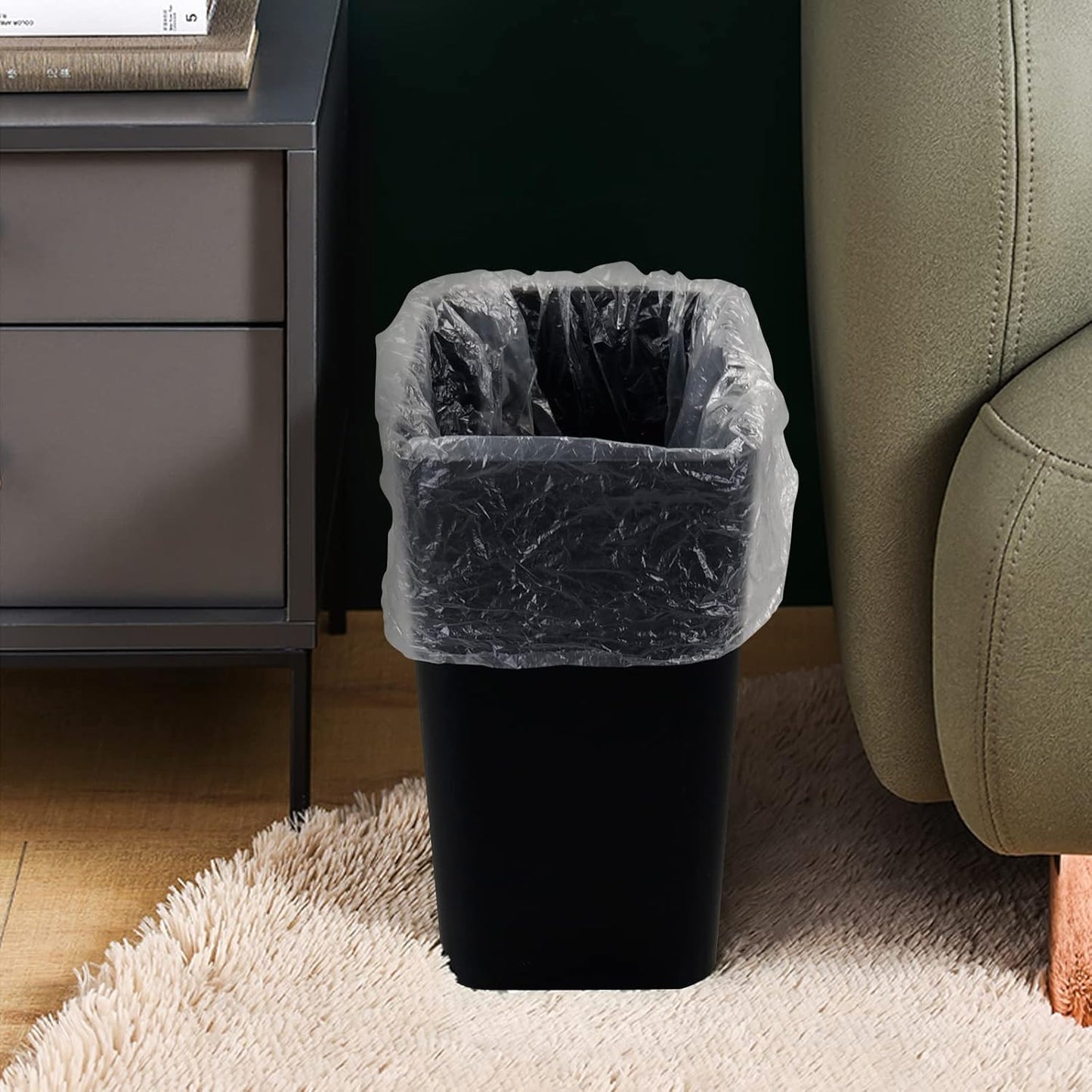 3-Pack Black 4.5 Gallon Trash Can Wastebasket, Garbage Container Bin