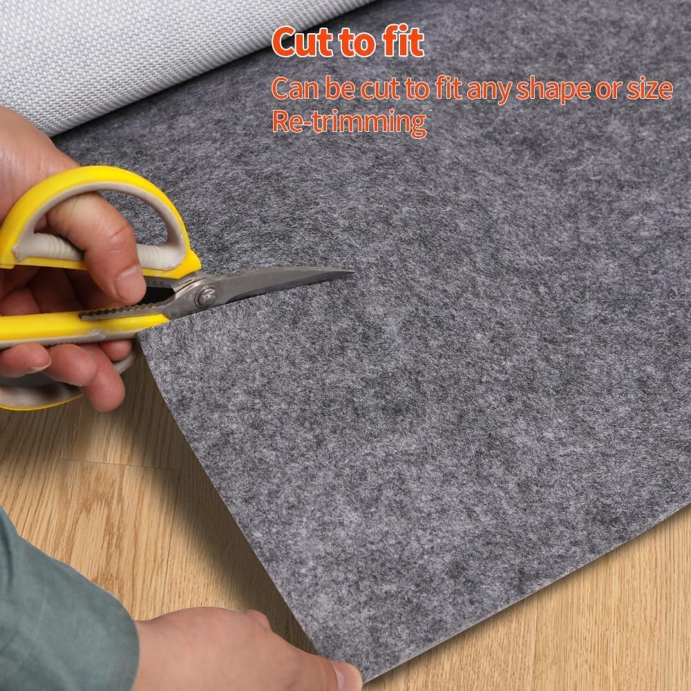 Non-Slip Rug Pads 7 x 9ft, 100% Waterproof Extra Large Area Rugs Non Skid Rug Pad for All Floors and Finishes Durable Hardwood Floor Protective Felt Keeps Rugs in Place, Safe and Secure