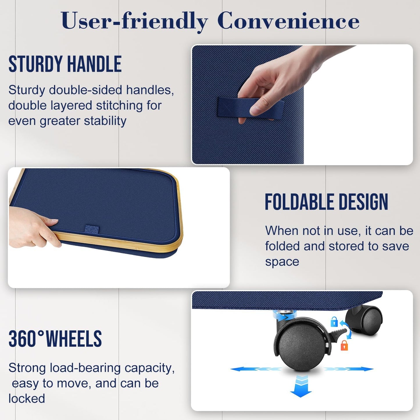 Laundry Hamper with Wheels,29 Gal (110L) Laundry Basket with lid Rolling Clothes Hamper Foldable Dirty Clothes Basket on wheels with Bamboo Frame and Bag for Bedroom, Dorm, Laundry Room-Blue