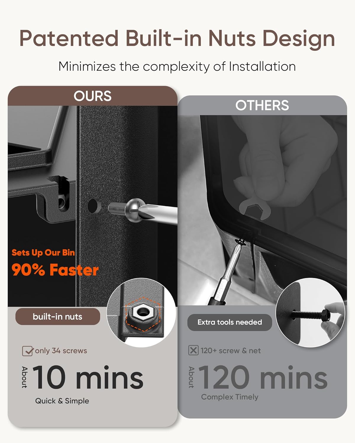 THEGROW'ING Updated 43 Gallon Compost Bin Outdoor, Fast Assemble Tumbling Composter, Dual Chamber Composter Tumbler, Rotating Compost Bin for Outside, Backyard, Garden and Yard, Coffee