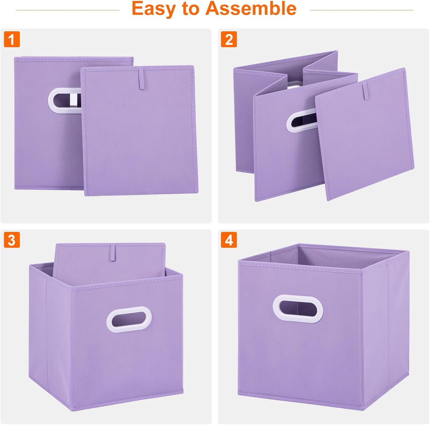 Stero Fabric Storage Cubes Bins, 13 inch Fun Colored Foldable Storage Baskets with Dual Plastic Handle for Home, Kids Room, Closet and Toys Organization, Multi Colored, Set of 6