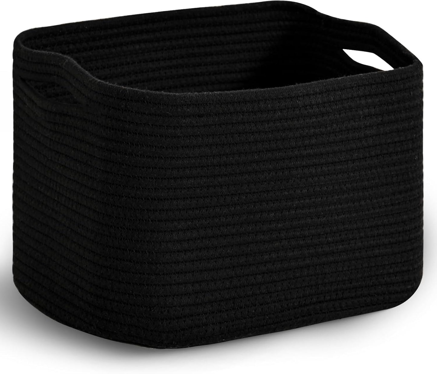 Woven Cotton Rope Storage Basket for Organizing, Cute Decorative Baskets for Gifts Empty, Organizer Bins for Dog Toy, Baby Laundry, 15“×11”×9.5“, Black