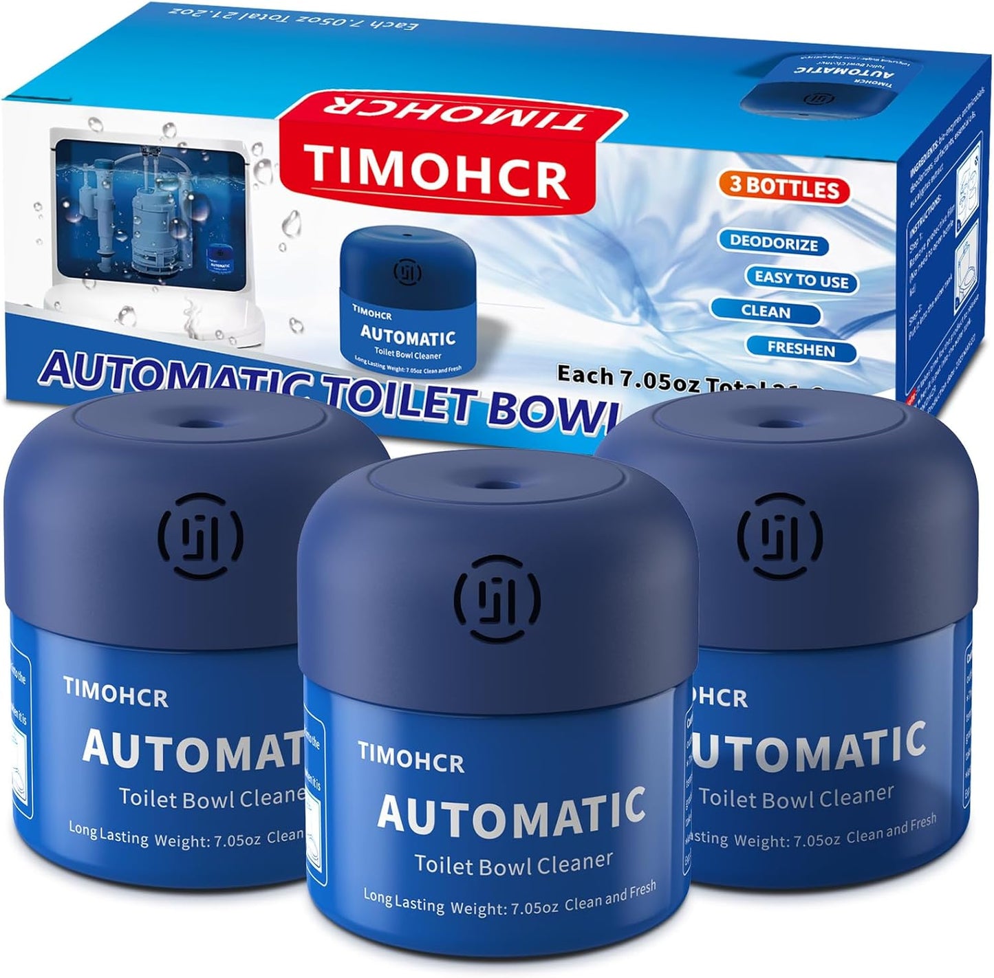 Toilet Bowl Cleaner, Automatic Long Lasting Continuous Toilet Bowl Cleaners, Bathroom Cleaner Prevent Stain Build Up Deep Clean,3 Bottles Septic Safe Toilet Bowl Tablets in Bottle Light Lemon Scent