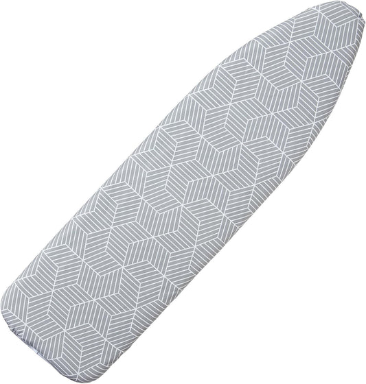 Ironing Board Cover with Padding 15 x 54 inch Standard Full Size, Heat Reflective with Hook and Loop Fasteners, Thick Padding with Elasticized Edges, 3 Layers Iron Board Cover (Gray Cube)