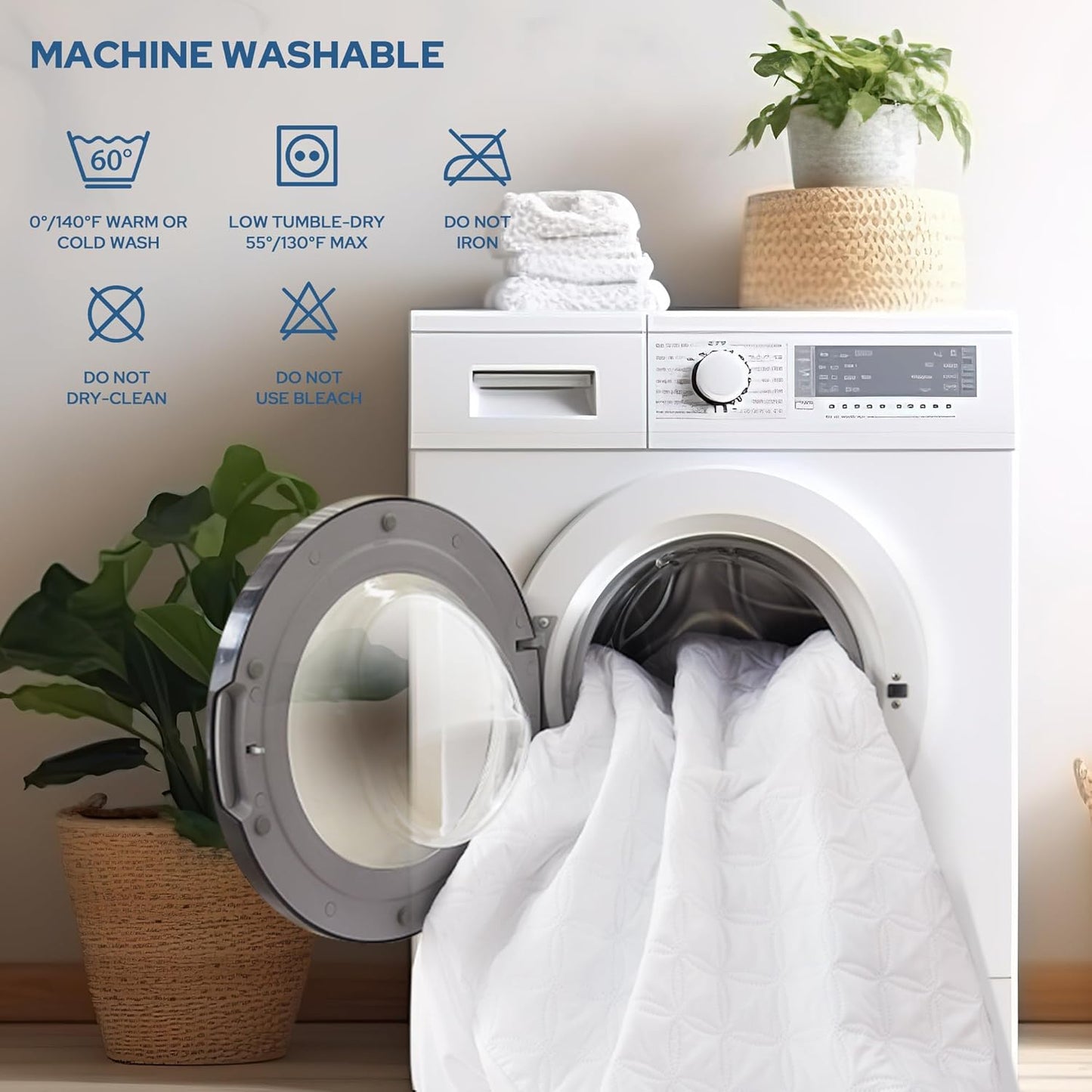 BEDLORE Waterproof Mattress Protector, Queen Size Noiseless Mattress Pad with Deep Pocket Fitted Up to 6-18 inches, Soft Noiseless Bed Mattress Cover Washable for Home, Bedroom, Hotel (White)