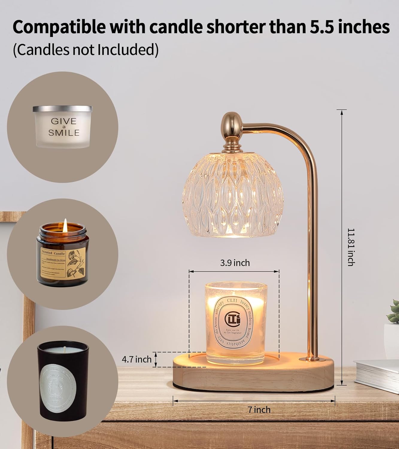Candle Warmer Lamp with Timer and Dimmer,Flameless Electric Wax Melt Warmer for Jar Candles With 2 Bulbs,House Warming Gifts,Mother's Day/Birthday/Christmas Gifts For Mom/Wife,Home Decor Lamp