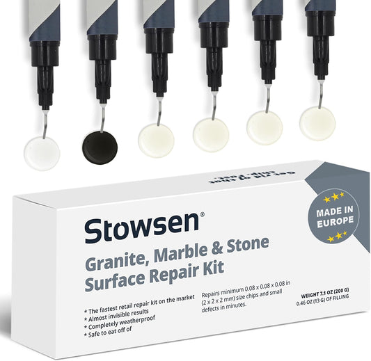 Granite, Marble & Stone Repair Kit - Fix Chips & Defects in Minutes | Restore Tiles & Countertops with Ease | for Quartz Corian Marble or Stone | Flawless Results Every Time | Repair Up to 20 Chips