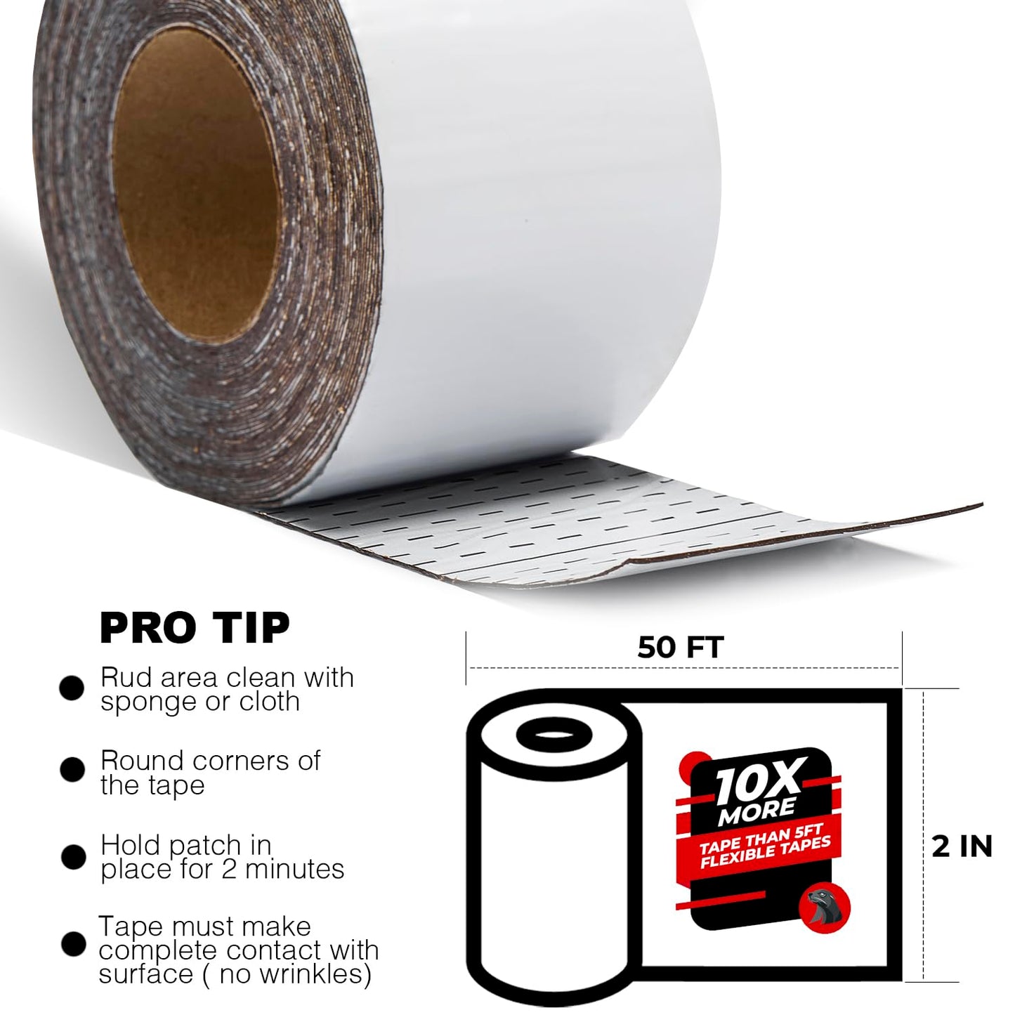White RV Roof Sealant Tape, 2" x 50' Waterproof Repair Seal Tape – Extra Thick, UV-Resistant, Weatherproof Patch for Permanent Leak Sealing on RVs, Trailers, and Mobile Homes