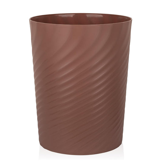 UUJOLY Plastic Trash Can Wastebasket, Garbage Container Basket for Bathrooms, Kitchens, Offices, Kids Rooms (Brown, 1.8 Gallon)