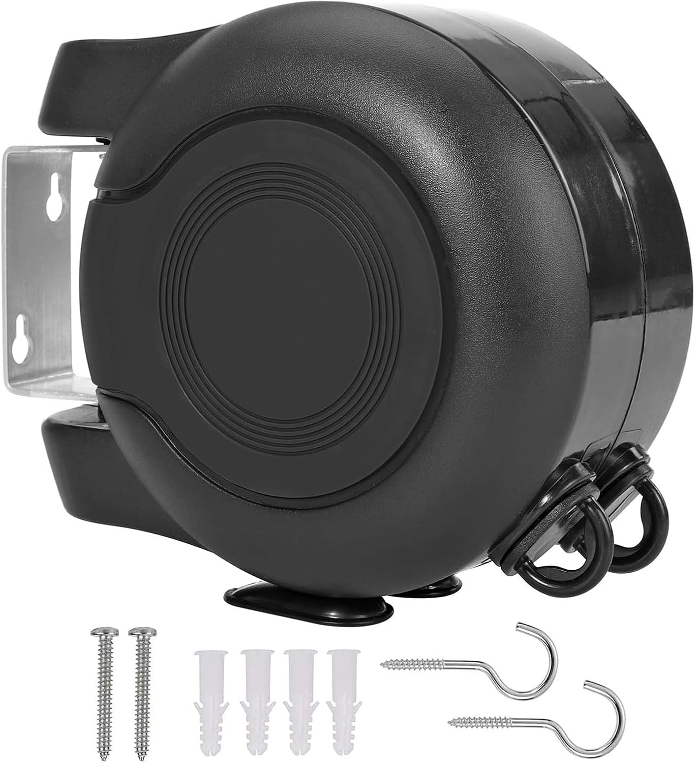 Retractable Double Clothesline – 49 ft x 2 Heavy Duty Clothes Line for Indoor & Outdoor Use, Dual Laundry Line with Easy Installation (Black)