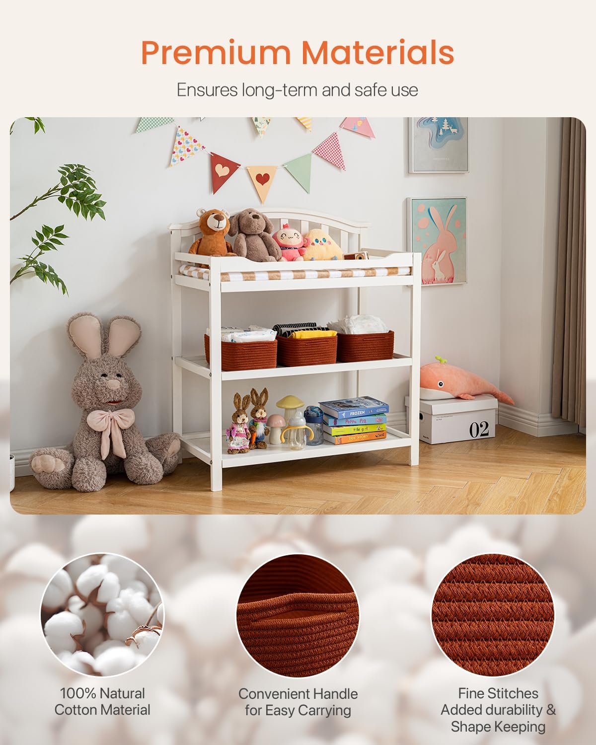 Small Woven Basket, 12 x 8 x 4.5 Inches, Storage Basket for Organizing, Cute Small Rope Shelf Closet Cube Storage Bins Baskets for Shelves, Dog Toy Gift Baskets Empty, 3 Pack Rust Red