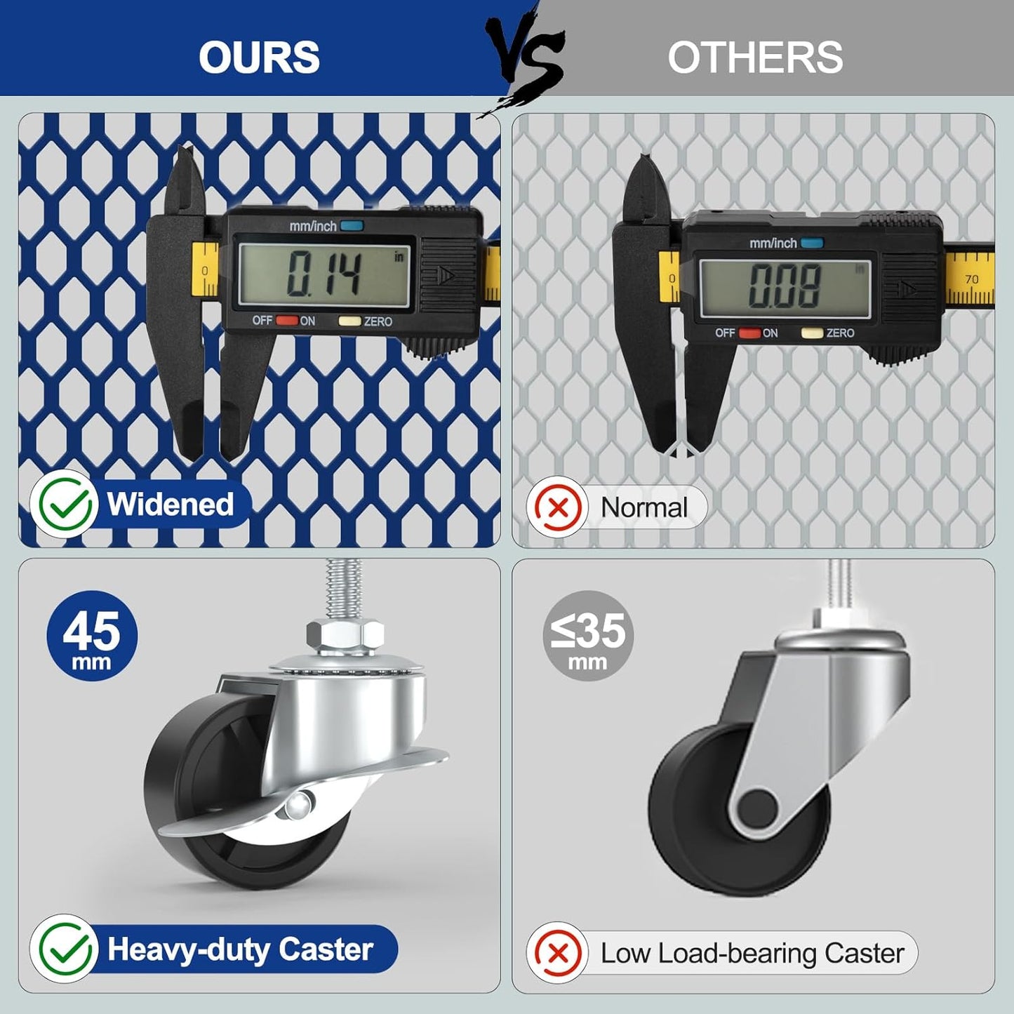 EAGMAK 3 Tier Utility Rolling Cart, Metal Storage Cart with Handle and Lockable Wheels, Multifunctional Storage Organizer Trolley with Mesh Baskets for Kitchen, Living Room, Office, Garage (Indigo)