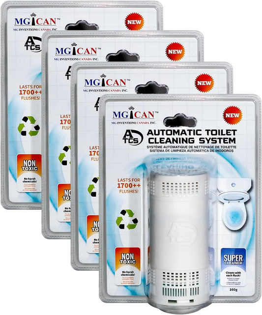 MGICAN Patented Automatic Toilet Cleaning System(ATCS) | Non-Toxic | Bleach Free & Long-Lasting | In Tank Toilet Bowl Cleaner | Cleans & Removes Stains in Every Flush| UL-Certified, 4 Pack