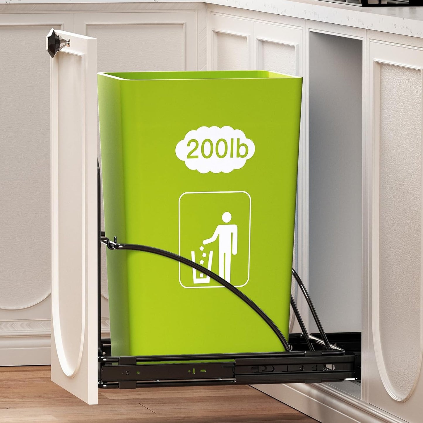 Pull Out Trash Can Under Cabinet 7-13 Gallon 50 Qt Under Sink Trash Can Pull Out Trash Can for Kitchen Cabinets Slide Out Garbage Can Under Counter, Black