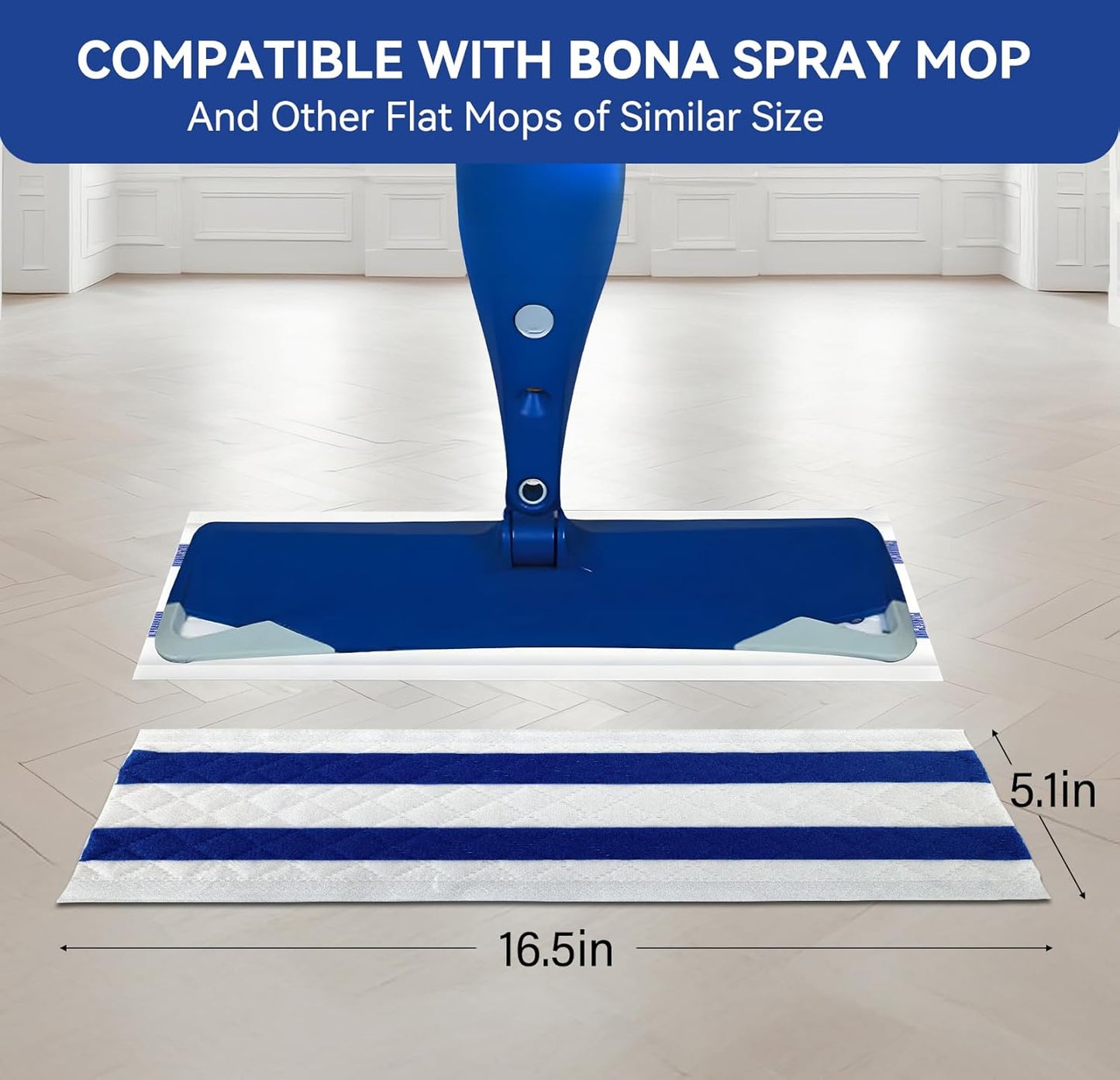 60 Count Ultrathick Microfiber Mop Pads Refills for Bona Hardwood Floor Cleaner & All 15''-17''Hook & Loop System Mop.Disposable Heavy Duty Mopping Pads for Floors Cleaning.