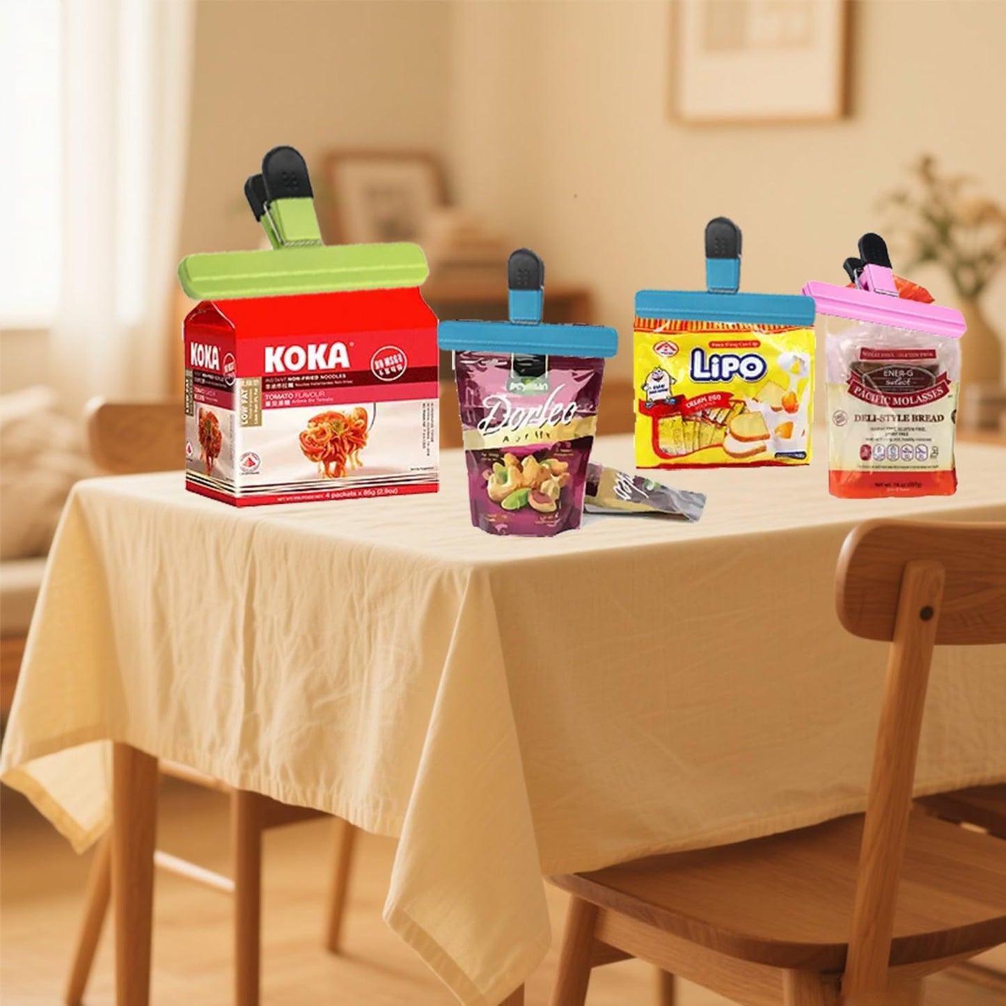 6 Pack Heavy Duty Bag Clip - Large Food Storage Clips for Chips, Snacks, Seal Bags - Durable Plastic Sealing Clips for Home, Office (3.5 x 6 Inch)