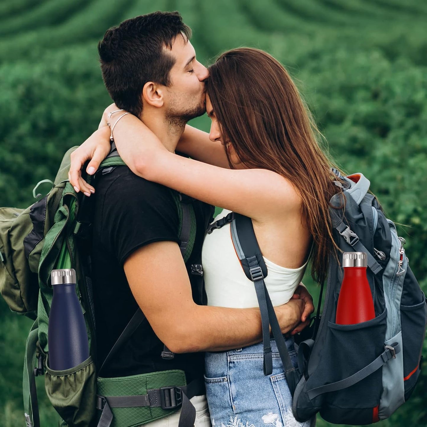 VEGOND 17oz Stainless Steel Water Bottles, Reusable Metal Sports Water Bottle Keeps Drink Hot and Cold, BPA Free Double Wall Vacuum Cola Shape Insulated Water Bottle for Camping Gym, 1 Pack