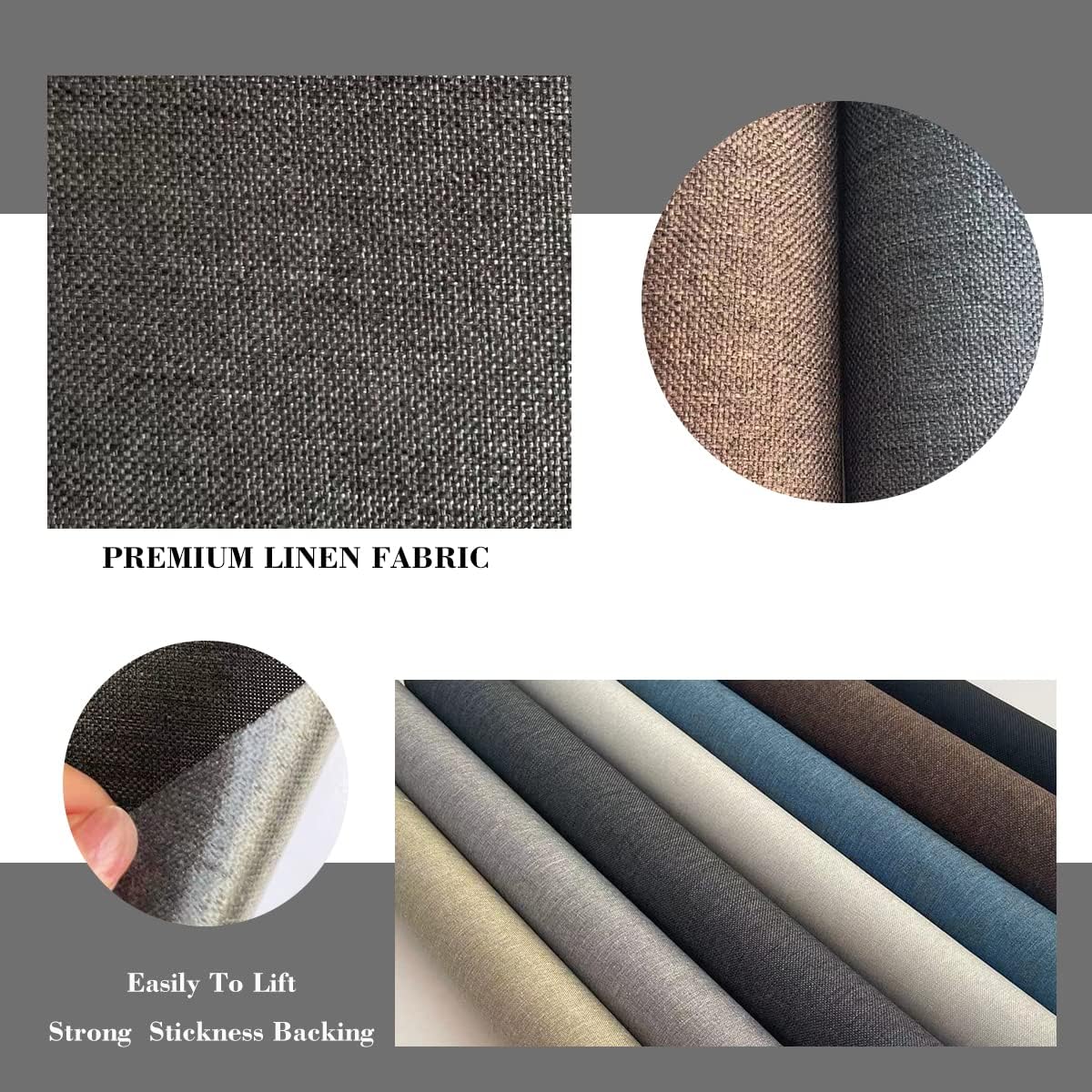 Fabric Repair Patches, 17X79 Inch Linen Repair Tape Self-Adhesive Fabric Patches Durable, DIY Large Linen Tape for Sofa, Couches, Furniture, Chair, Clothing （17X79 Inch, Blue Grey）