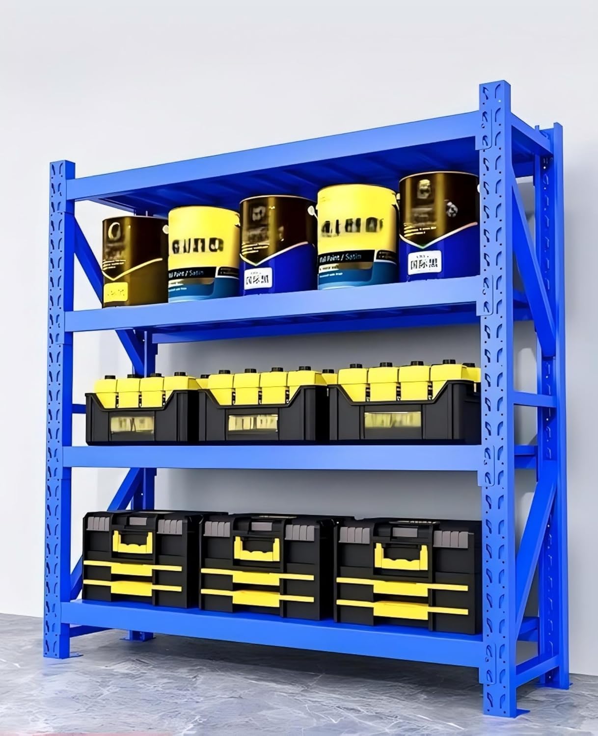 Storage Shelves Heavy Duty, Metal Garage Shelving Units, 4 Tier Storage Rack Shelf, Steel Industrial Shelving, Adjustable Standing Shelf for Basement/Warehouse (Blue, W59.06*D19.69*H78.74)