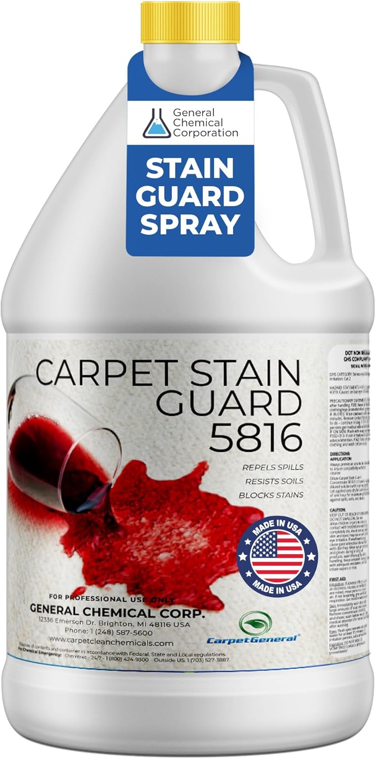General Chemical Stain Shield Spray - Safe Fabric Protector Spray and Stain Guard 5816 for Upholstery, Carpets, Rugs, Drapes & More - Impermeable Protectant Spray for Outdoor & Indoor Use - 1 Gallon