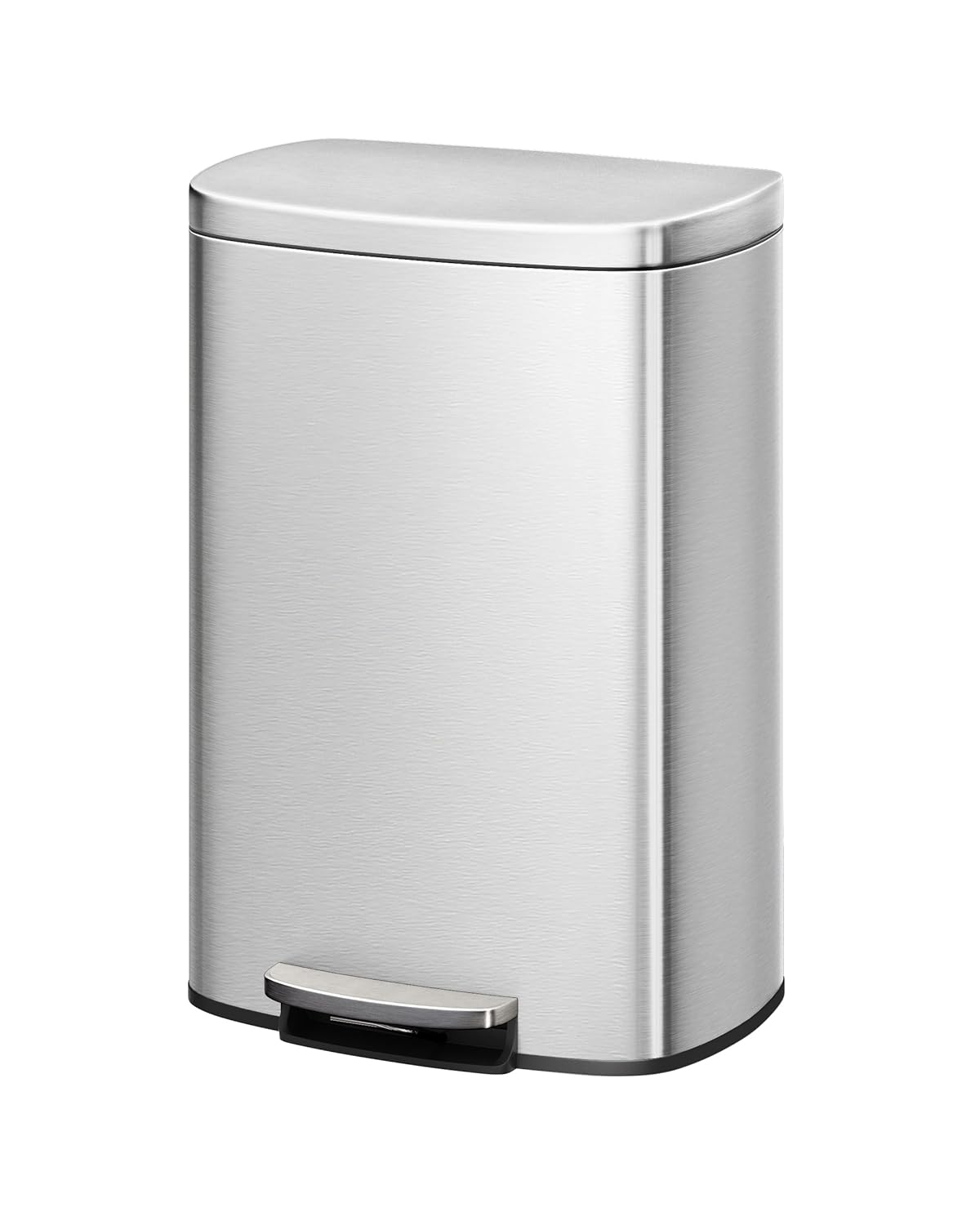 Garvee 13 Gallon / 50 Liter Stainless Steel Kitchen Trash Can with Lid, Large Rustproof Garbage Can for Kitchen, Step-on Metal Trash Bin with Inner Bucket, Rear Handle, Soft Close Lid, Silver