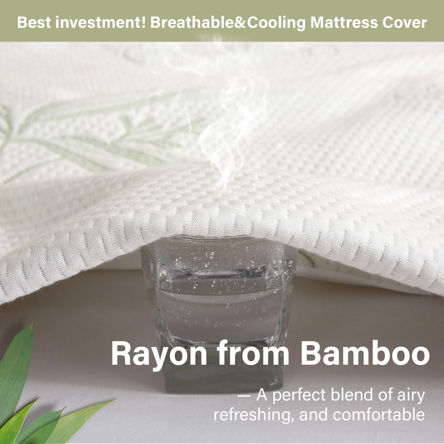 Queen Mattress Protector Waterproof Mattress Pad Washable Bamboo Rayon Mattress Cover Breathable Noiseless Bed Protector 5" - 21'' Elastic Fitted Deep Pocket
