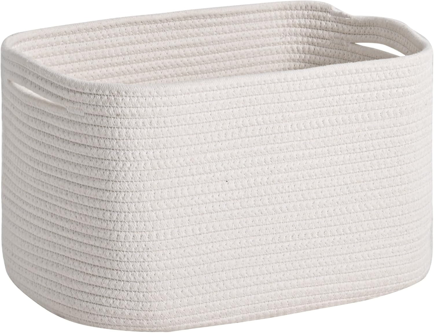 Woven Cotton Rope Storage Basket for Organizing, Cute Decorative Baskets for Gifts Empty, Organizer Bins for Dog Toy, Baby Laundry, 17“×13”×9.5“, Off White