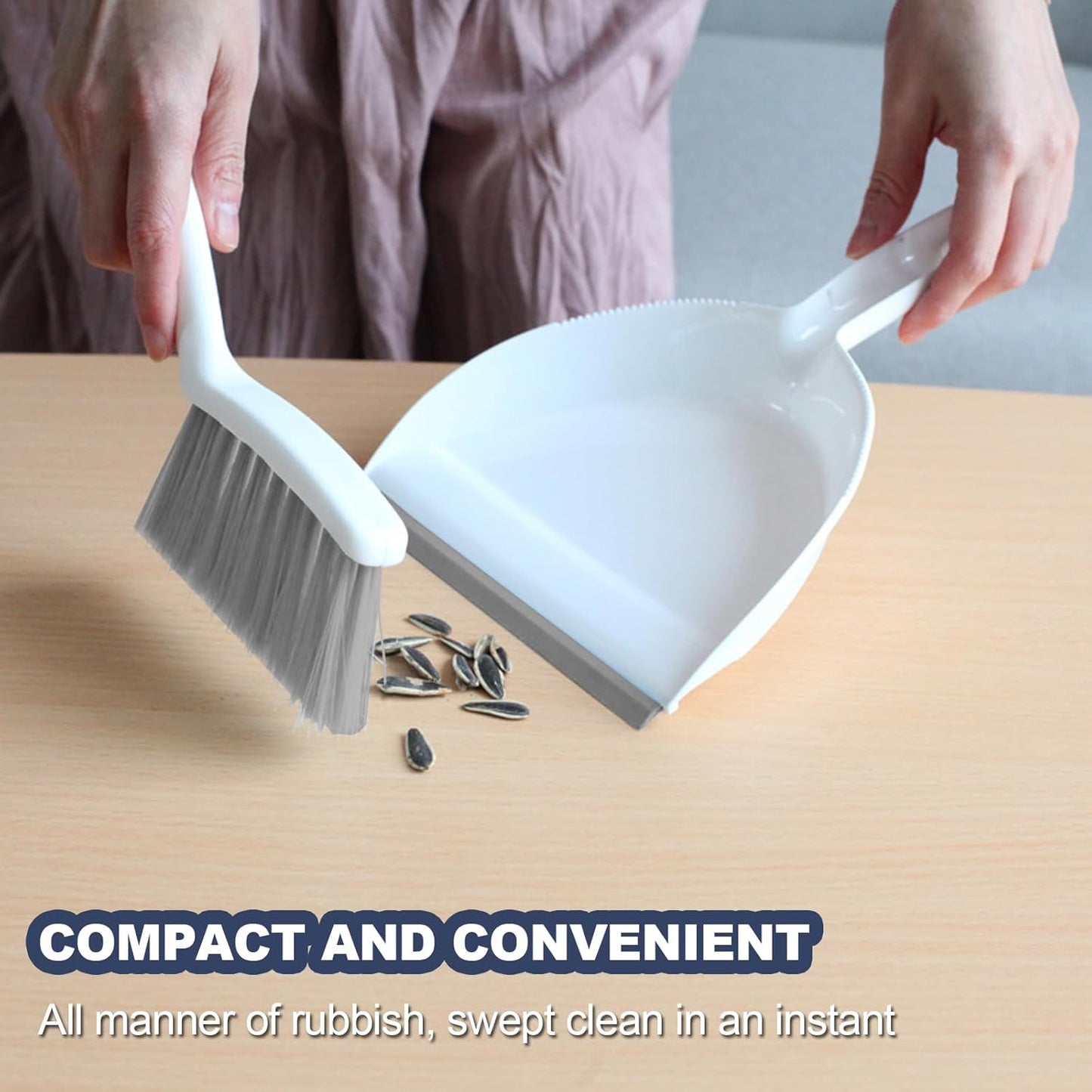 Mini Broom and Dustpan Set Small Dust pan & Brush Set Portable Cleaning Tools for Home Office RV Camping Learning (Grey)