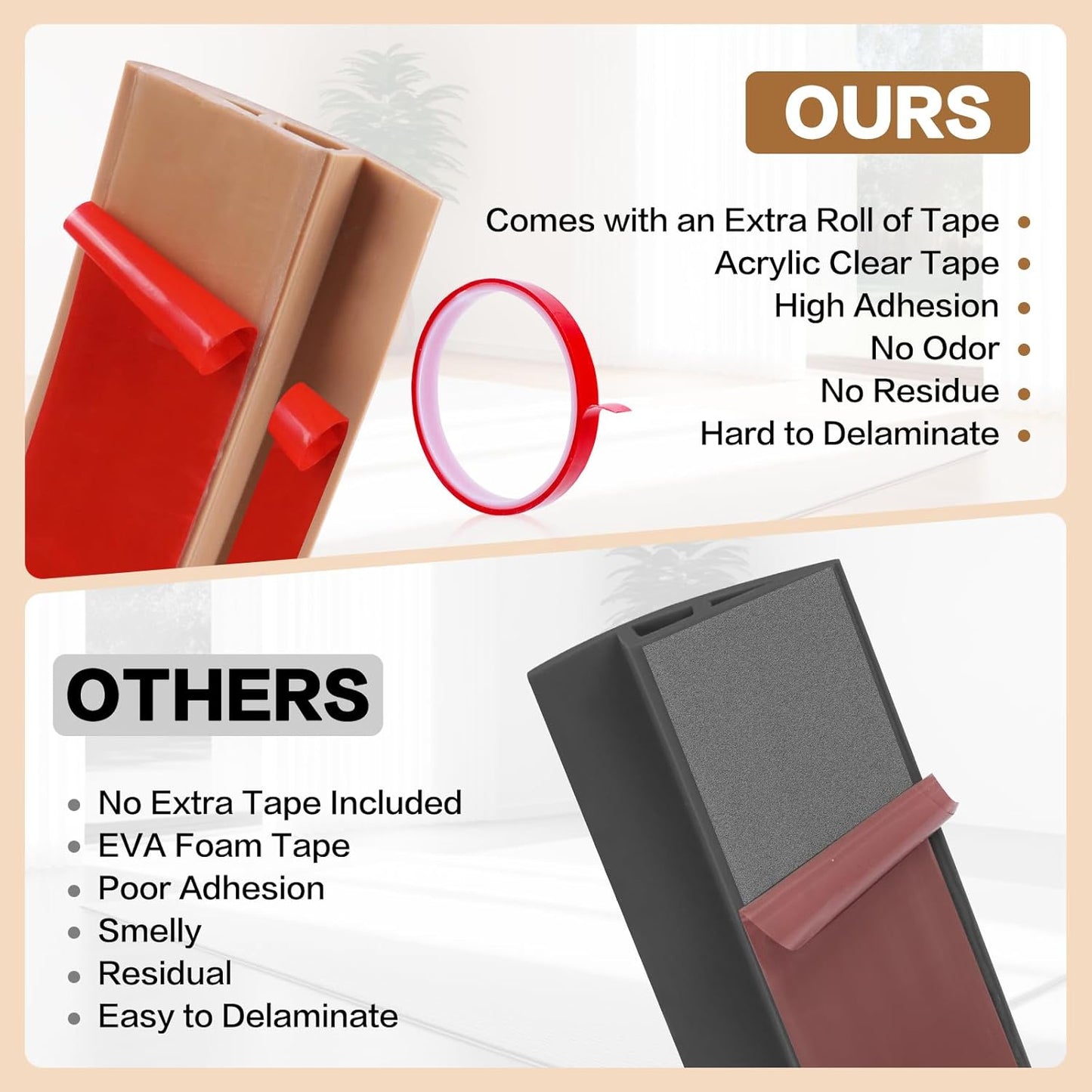 Floor Transition Strip Vinyl Door Threshold Ramp Self Adhesive Carpet Edging Strip Doorway Edge Trim, Overlap Edge Reducer for Laminate Carpet, Floor, Tile (Brown Wood Grain, 2/5" to 3/5", 3.3Ft)